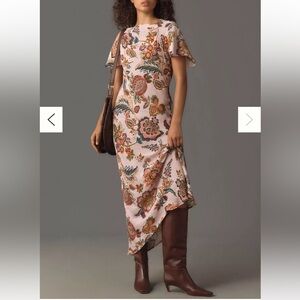 Anthropologie Kachel Flutter-Sleeve Slip Dress